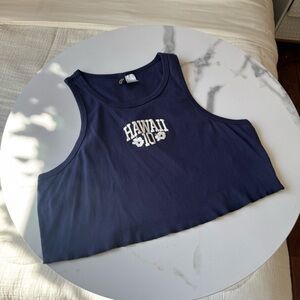 Divided Navy Blue Crop Top